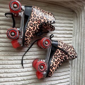 Leopard Print Roller Skates with Red Wheels